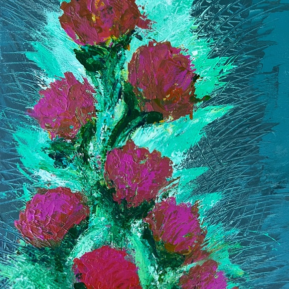 Burst of Flowers - Abstract Acrylic Texture Painting | Original Artwork 12x16 - Picture 7 of 7